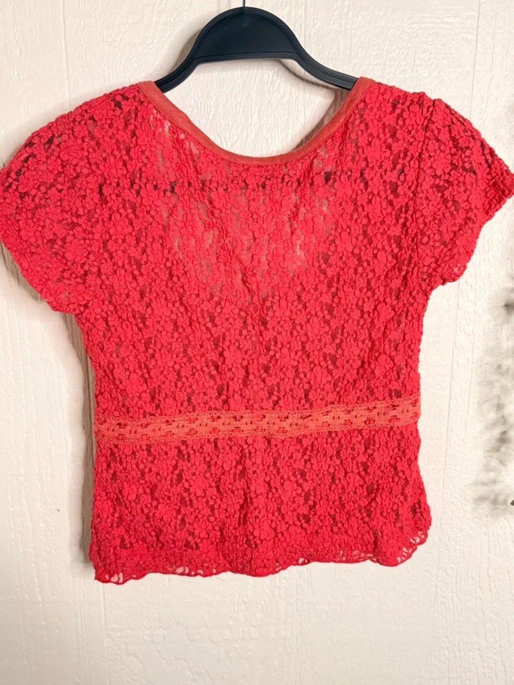 Free People‎ Claro Lace Tee NWOT aged coral